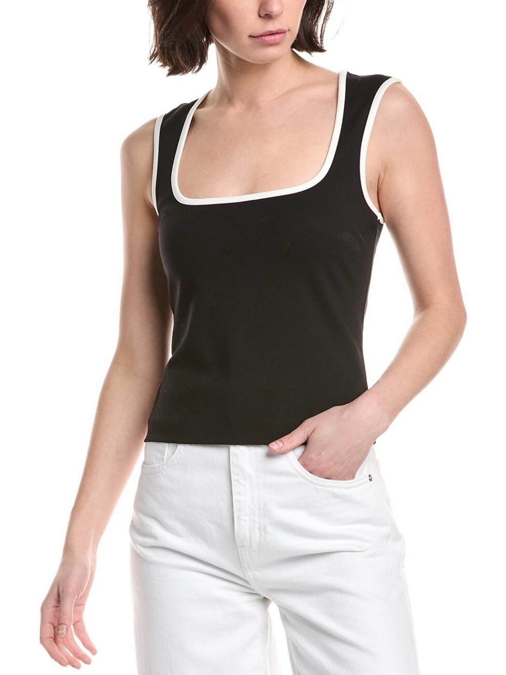 NWT Rag & Bone black tank top with white trim Y2K aesthetic Size S